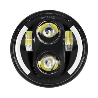 Imagem de Farol LED Preto Halo Angel Eyes De 575 Polegadas, Projetor Redondo Par