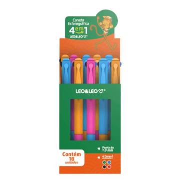 Imagem de Caneta Esferográfica 4 em 1 Ponta 1.0 - Display c/ 18 unidades Sortida