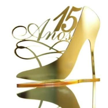 Imagem de Topo de Bolo 15 Anos - Sapato de Salto - Acrílico Decorativo - no-bran