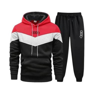 Imagem de Conjunto De Moletom Casual Masculino Tricolor Com Capuz, Roupas Esport