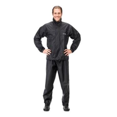 Imagem de Conjunto chuva Motoqueiro Nylon Pantaneiro Com Gola, M, Preto
