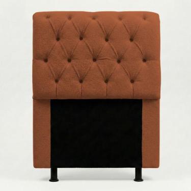 Imagem de Cabeceira Cama Box Solteiro Sarah 90cm com Frame Bouclê Terracota - Ab