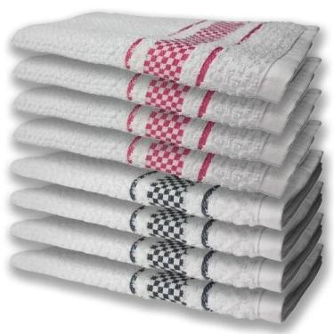 Imagem de 8 Panos De Prato Atoalhado Felpudo Premium 4 Rosa 4 Preto - TOALHAS SH