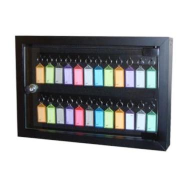 Imagem de Quadro claviculário para 24 chaves - ABC METAL, Fundo Feltro Preto, Ac