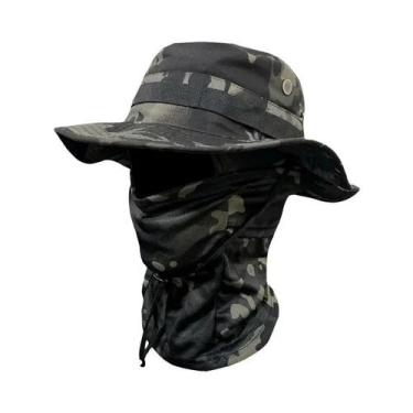 Imagem de Chapéu Boonie Camo Com Aba Larga E Proteção UV, Chapéu De Sol Com Másc