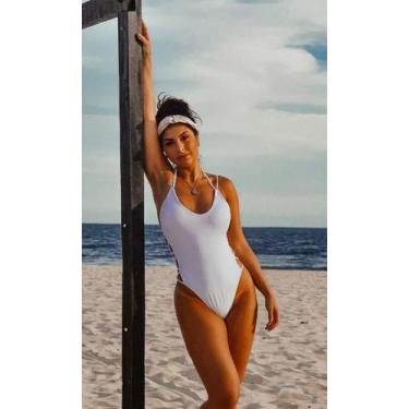 Imagem de Maiô Frente Única Sol Tropical Casual Tecido de malha Costas nuas MAIO