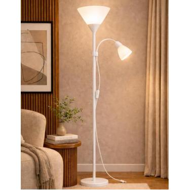 Imagem de Luminária Chão 177cm Piso Articulada Dupla p/ 2 Lâmpadas Pedestal Colu