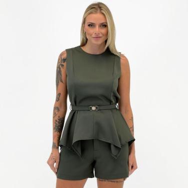 Imagem de Conjunto Analiss Shine Alfaiataria Blusa Regata com Shorts e Cinto Feminino-Feminino