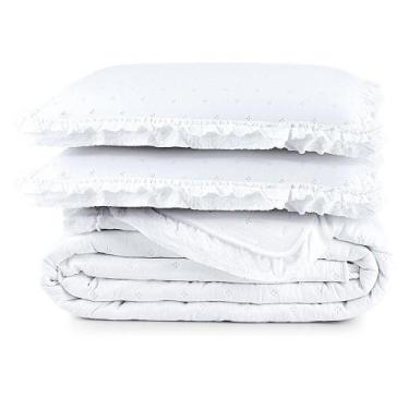 Imagem de Cobre Leito Casal Micropercal 200 Fios Com Babado Malvinni Branco - 3 