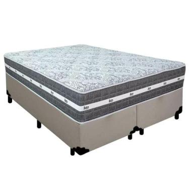 Imagem de Cama Box Casal Bipartido Sintético + Colchão Anjos Black Graphite Mola