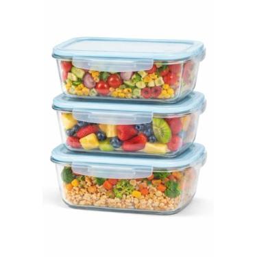 Imagem de Kit 3 Potes de Vidro Hermético 1500ml Vedação Organizador Cozinha Mant