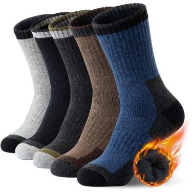 Imagem de Meias de caminhada SIMIYA de lã merino para homens, 5 pares, grossas e