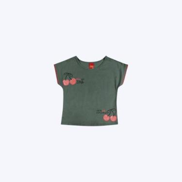 Imagem de Blusa Manga Curta Cereja Infantil Menina Kyly 1001024 Preto, Verde mus