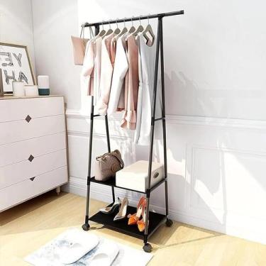 Imagem de Arara Estante Organizador De Roupas Cabideiro e Multiuso Com Rodinha -