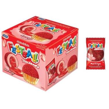 Imagem de Chiclete Festball Morango C/ 40 unid 240g