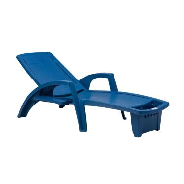 Imagem de Espreguiçadeira Sole 091303 Reclinável Polipropileno Assento Regulável Proteção UV Azul Anil Piscina Pisani Plásticos