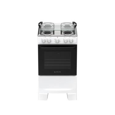 Imagem de Fogão de Piso 4 Bocas Atlas Coliseum Plus Mesa Inox Branco com Forno Limpa Fácil