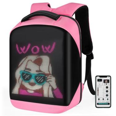Imagem de Mochila LED Gelrova com tela colorida de 17 polegadas Pink City