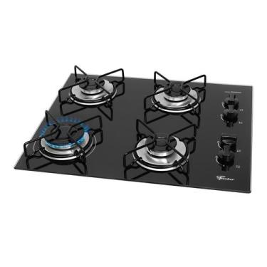 Imagem de Cooktop a Gás Fischer 4 Bocas Fit Line Trempe Esmaltada Aramado Preto