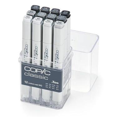 Imagem de Marcador Copic Classic Estojo 12 Cores Neutral Gray Cinzas Neutros