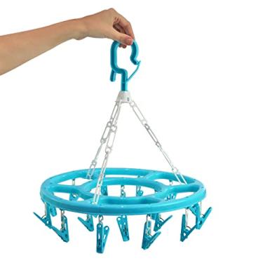 Imagem de Varal Multiuso com Ganch e 18 Prendedores de Plástico 34x2cm (Azul)