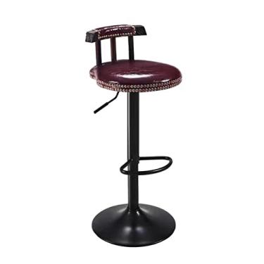 Imagem de Banco De Bar De Couro Redondo Vintage, Cadeira Giratória De Altura Ajustável, Cadeira Estofada Americana Vintage Country, Ilha De Cozinha, Café, Bistrô, Cadeira De Restaurante De Café Da Manhã