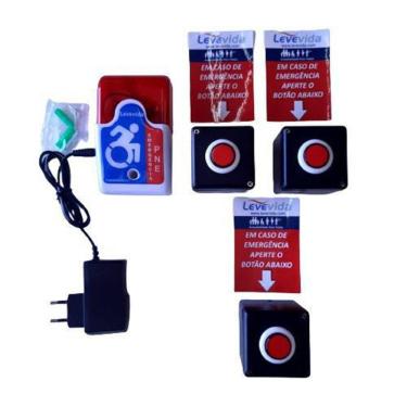 Imagem de Alarme Audiovisual Para Banheiro Pne Sem Fio Com 3 Botoeira