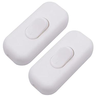 Imagem de weideer 2 peças interruptor de cabo em linha 2a 250v botão de balancim de barco liga/desliga lâmpada de controle aparelho para lâmpada de mesa de quarto luz de mesa interruptor branco K-006-W Branco