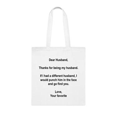 Imagem de Bolsa tote para marido, bolsa tote Dear Husband, ideia de presente para marido, presente para marido, bolsa de ombro para marido, bolsas reutilizáveis para marido, presente para marido
