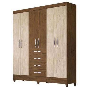 Imagem de Guarda Roupa Casal 6 Portas 4 Gavetas New Avai Avelã Castanho Wood - V