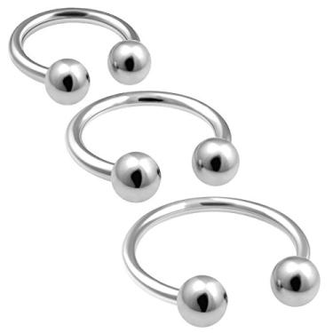 Imagem de Body Jewelery 3 pçs 18 g Circular Barra Cartilagem Sobrancelha Ferseshoe Lábio Septum Nariz Anel Tragus Helix Piercing de Aço Cirúrgico BBEE