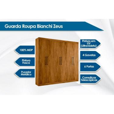 Imagem de Guarda Roupa 6 Portas e 4 Gavetas Zeus Rovere - Bianchi