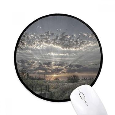 Imagem de Mouse pad cinza céu branco escuro nuvens tapete redondo para escritório para computador