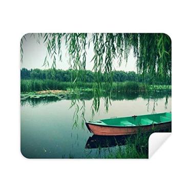 Imagem de DIYthinker Limpador de tela Willow Leaf Boat Lake para fotografia de pano de limpeza 2 peças tecido de camurça