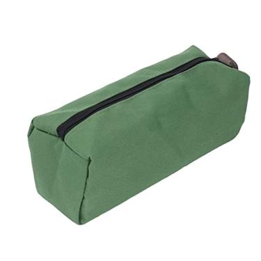 Imagem de Bolsa de ferramentas de boca larga de lona, ​​impermeável, resistente, alta capacidade, bolsa de ferramentas com zíper grande para chaves, chaves de fenda, alicates, pregos (L)