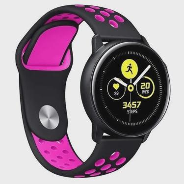 Imagem de Pulseira Sport para Samsung Gear S2 Classic - Galaxy Watch 42mm - Gear Sport R600 - Galaxy Watch Active 40mm - Amazfit Bip - Preto / Rosa