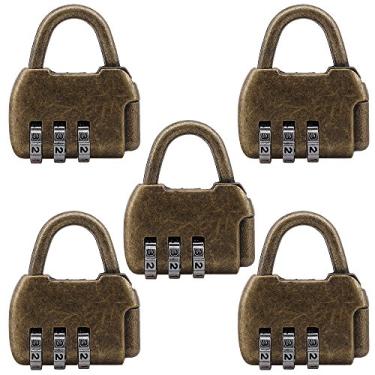 Imagem de 5 Pcs Zinco Retro Bolsa de Viagem Bagagem 3 Digitos Combinacao Cadeado Adequado Para Armazenamento Em Casa Armarios Seguranca Bloqueio de Senha