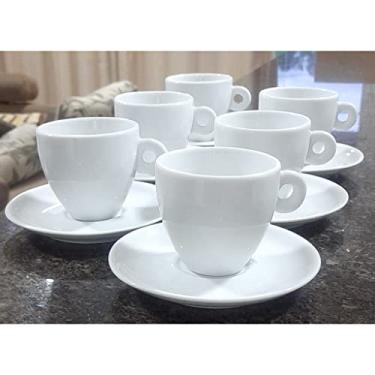 Imagem de Kit Jogo 6 xícaras Café, Chá 200ml Cônica com pires - Porcelana branca