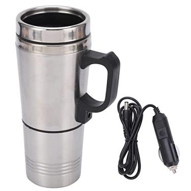 Imagem de Chaleira de Viagem, Chaleira Elétrica de Aço Inoxidável 500ML Caneca de Café térmica aquecida para Viagem Cigarro para Chá, Café, 12V