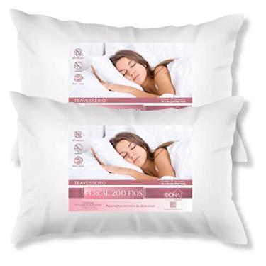 Imagem de Kit com 2 Travesseiros Percal 200 Fios Fibra Siliconada Casa Dona