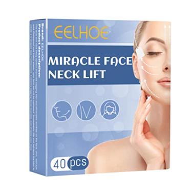 Imagem de Galori Fita Adesiva de Lifting Facial 40 peças adesivos para lifting facial fitas adesivas face pescoço lifting elástico forma à prova d'água rosto fino e firme