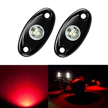 Imagem de 2 Pods LED Rock Lights, Ampper Waterproof LED Neon Underglow Light for Car Truck ATV UTV SUV Offroad Boat Underbody Glow Trail Rig Lamp (Red)