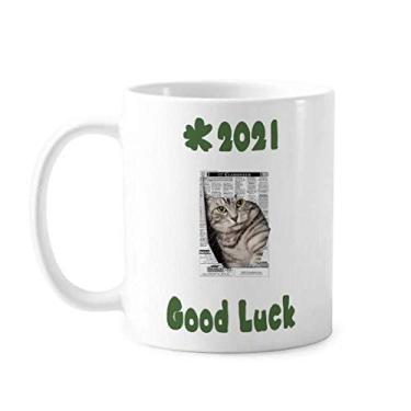 Imagem de Animais Lágrimas Gatos Esconder Art Deco, Presente Fashion Good Luck 2021 Caneca Cerâmica Café Porcelana Copo Talheres