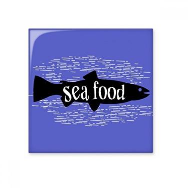 Imagem de Decalque brilhante de azulejo de cerâmica natural com desenho de peixe de animal preto