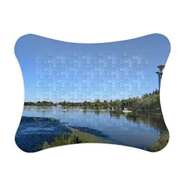 Imagem de Moldura de quebra-cabeça para fotografia Urban Lake Jogo de cartas de papel Casa