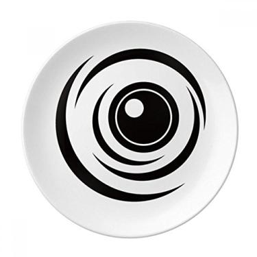 Imagem de Prato decorativo de porcelana com estampa de olhos em vetor, prato preto