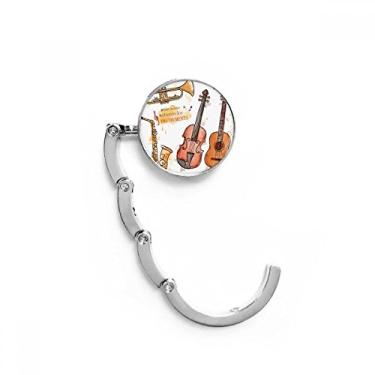 Imagem de Gancho de mesa de instrumentos musicais com estampa de aquarela, fecho decorativo, gancho dobrável