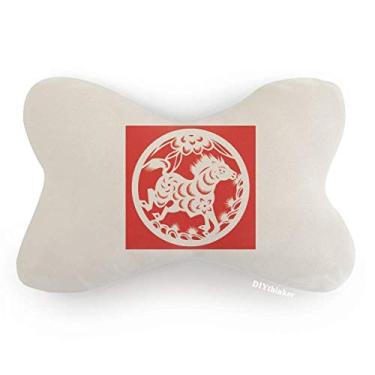 Imagem de DIYthinker Almofada para decoração de pescoço com estampa de animal do zodíaco chinês, decoração de carro, almofada para apoio de cabeça