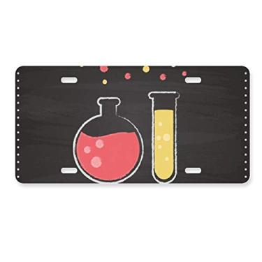 Imagem de DIYthinker Frasco de fundo redondo, tubo de teste de química, placa de licença decoração de aço inoxidável para automóvel
