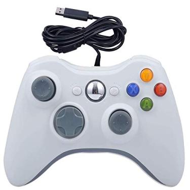 Imagem de Controle Gamepad atualizado com fio para Windows 7/8/10 Microsoft PC Controller suporta Steam Game Xbox 360 e Slim, branco